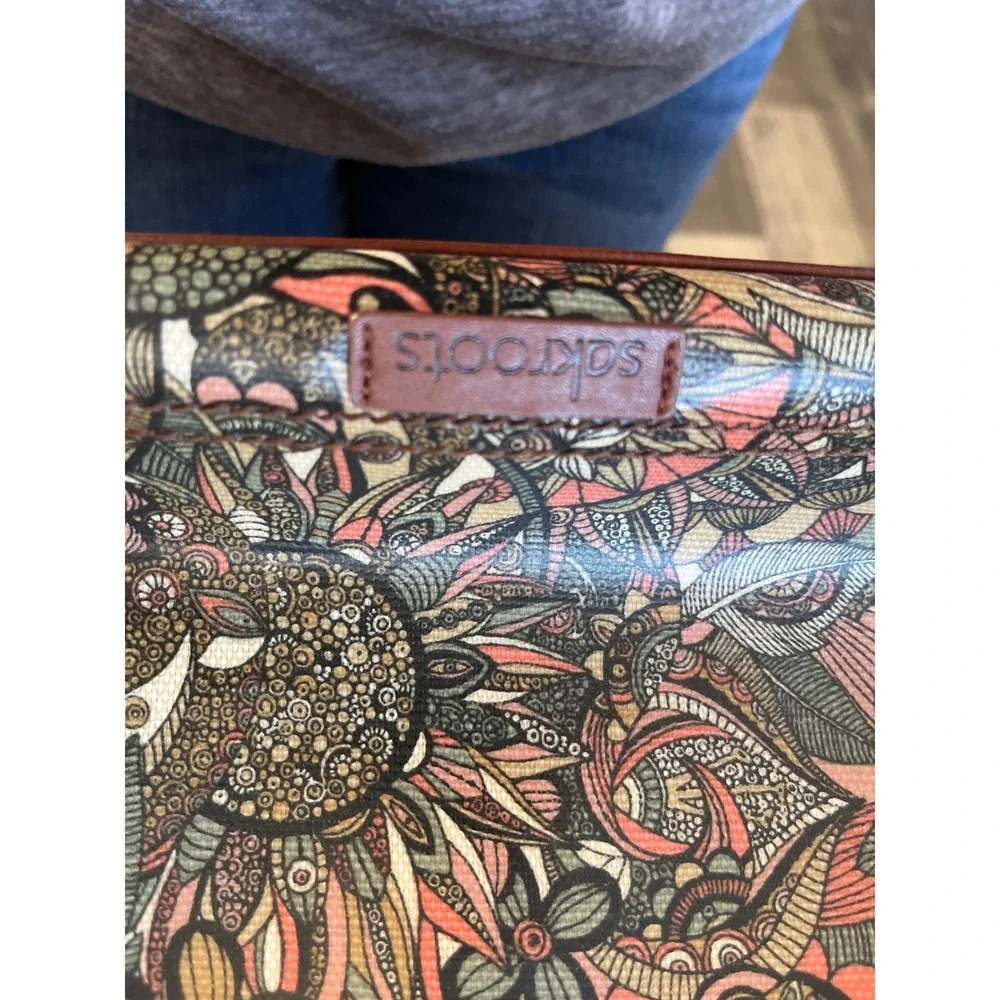 Sakroots Shoulder Bag Multi Color Floral‎ Print Leather Trim